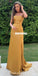 New Arrival Straight Neckline Backless Pleated Elastic Satin Prom Dresses, FC4424