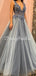 Sexy Deep V-neck  Backless A-line Sleeveless Prom Dresses, FC4472