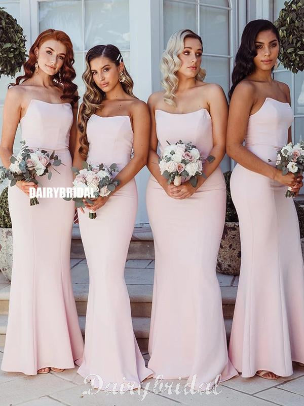 Pink Charming Mermaid Double Fdy Backless Sexy Bridesmaid Dress, FC4486