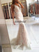 Lace V-Neck Mermaid Prom Dresses, Tulle Applique Prom Dresses, D453