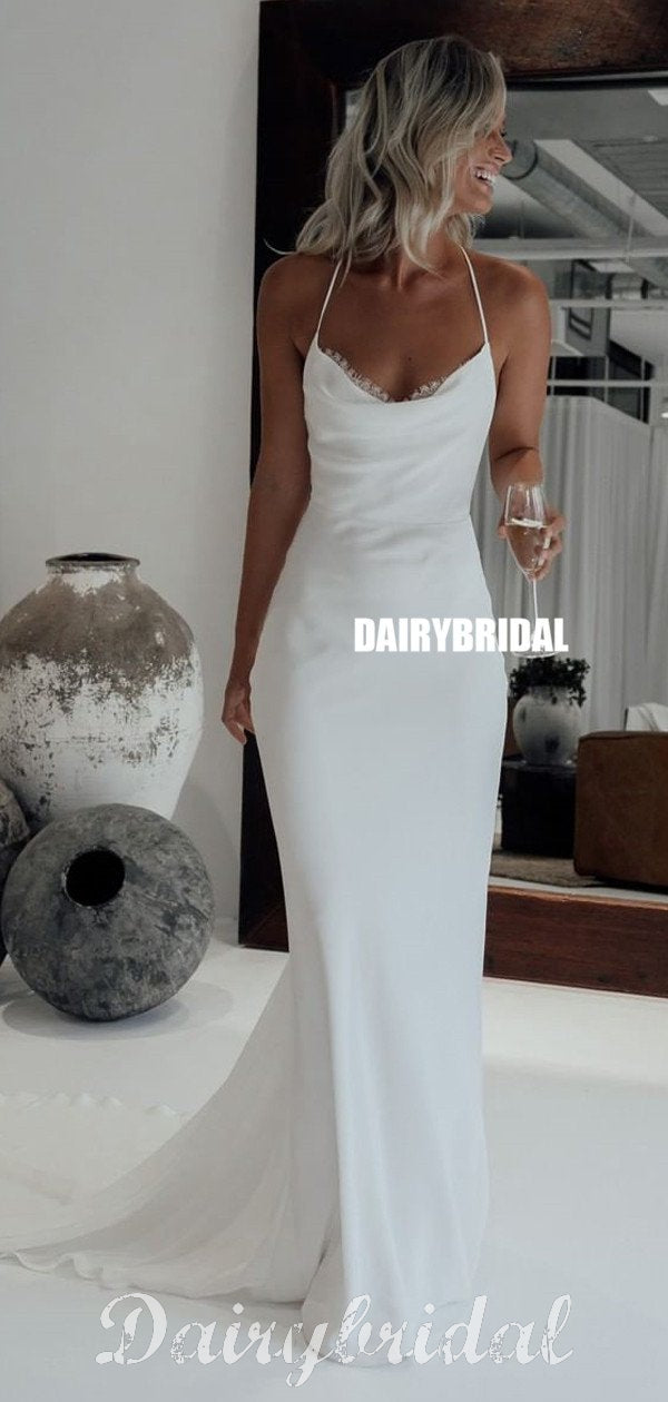 Simple Design Mermaid Corss Back Sexy Jersey Wedding Dress, FC4555 Simple Design Mermaid Corss Back Sexy Jersey Wedding Dress, FC4555