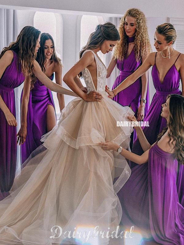Mismatched Purple Chiffon A-Line Stunning Bridesmaid Dress, FC4583 Dairy Bridal Mismatched Purple Chiffon A-Line Stunning Bridesmaid Dress, FC4583 Dairy Bridal