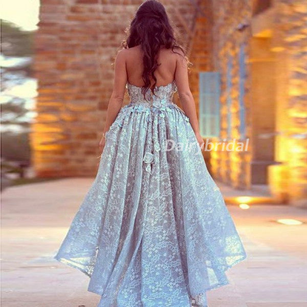 High-Low Applique Prom Dress, Sweet Heart Lace Prom Dress, D464 – Dairy Bridal