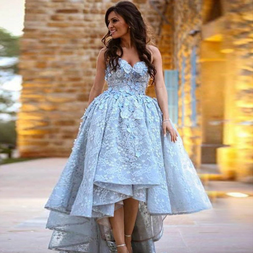 High-Low Applique Prom Dress, Sweet Heart Lace Prom Dress, D464 – Dairy  Bridal