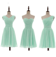 short mint green wedding dresses Mismatched Pleated Short Chiffon Bridesmaid Dress Mint Green 2017 Knee –  Dairy Bridal