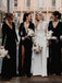 Charming A-line Velvet Long Sleeves V-neck Slit Sexy Bridesmaid Dress, FC4759