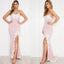 Pink Sweet Heart Lace Prom Dress, Double FDY Mermaid Slit Prom Dress, D476