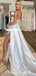 Charming Off Shoulder Satin Sexy Backless Slit Wedding Dresses, FC4782