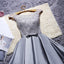 New O-neck Lace Satin Short Women Ball Gown Bridesmaid Dresses Off the Shoulder Wedding Party Prom Dress,220048