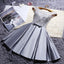 New O-neck Lace Satin Short Women Ball Gown Bridesmaid Dresses Off the Shoulder Wedding Party Prom Dress,220048