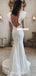 Stunning Mermaid Jersey Sexy Deep V-neck Backless Wedding Dresses, FC4809