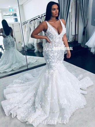 Gorgeous Off Shoulder Sweetheart Zip Up Long A-line Lace Wedding Dresses, WD0148