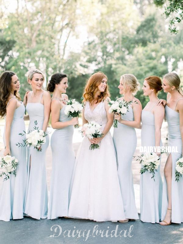Light Blue Straight Neckline Mermaid Backless Bridesmaid Dress, FC4843 Light Blue Straight Neckline Mermaid Backless Bridesmaid Dress, FC4843