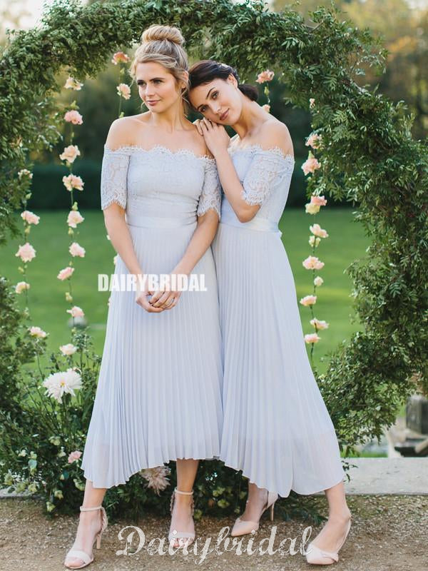 Charming Lace Top A-line Off Shoulder Half Sleeve Bridesmaid Dress, FC Dairy Bridal Charming Lace Top A-line Off Shoulder Half Sleeve Bridesmaid Dress, FC Dairy Bridal