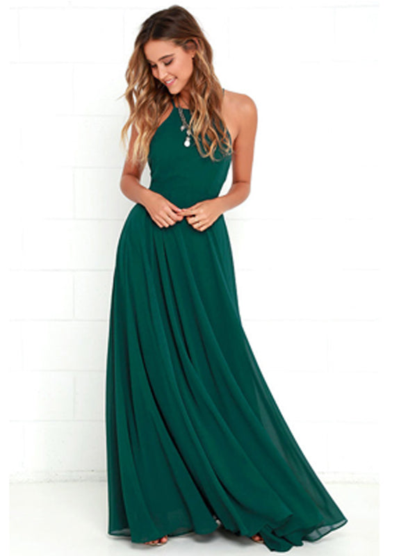 Long Chiffon Sleeveless Bridesmaid Dress, Maxi Halter Cross-Back Bride Dairy Bridal Long Chiffon Sleeveless Bridesmaid Dress, Maxi Halter Cross-Back Bride Dairy Bridal