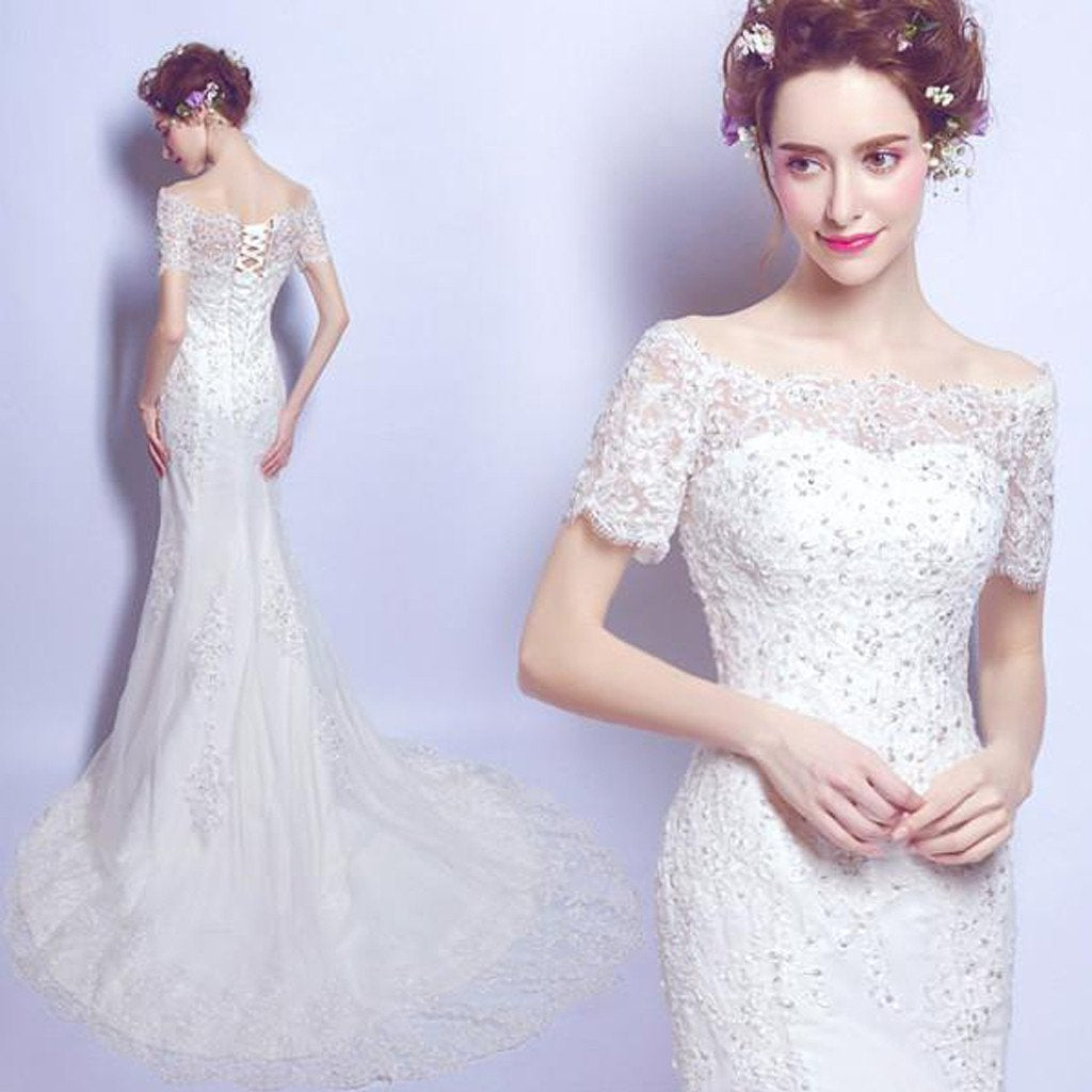 New Arrival Lace Applique Elegant Simple Design Mermaid Wedding Dress –  Dairy Bridal