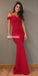 Red Mermaid Satin Prom Dress, Sexy Off Shoulder Prom Dress, D502