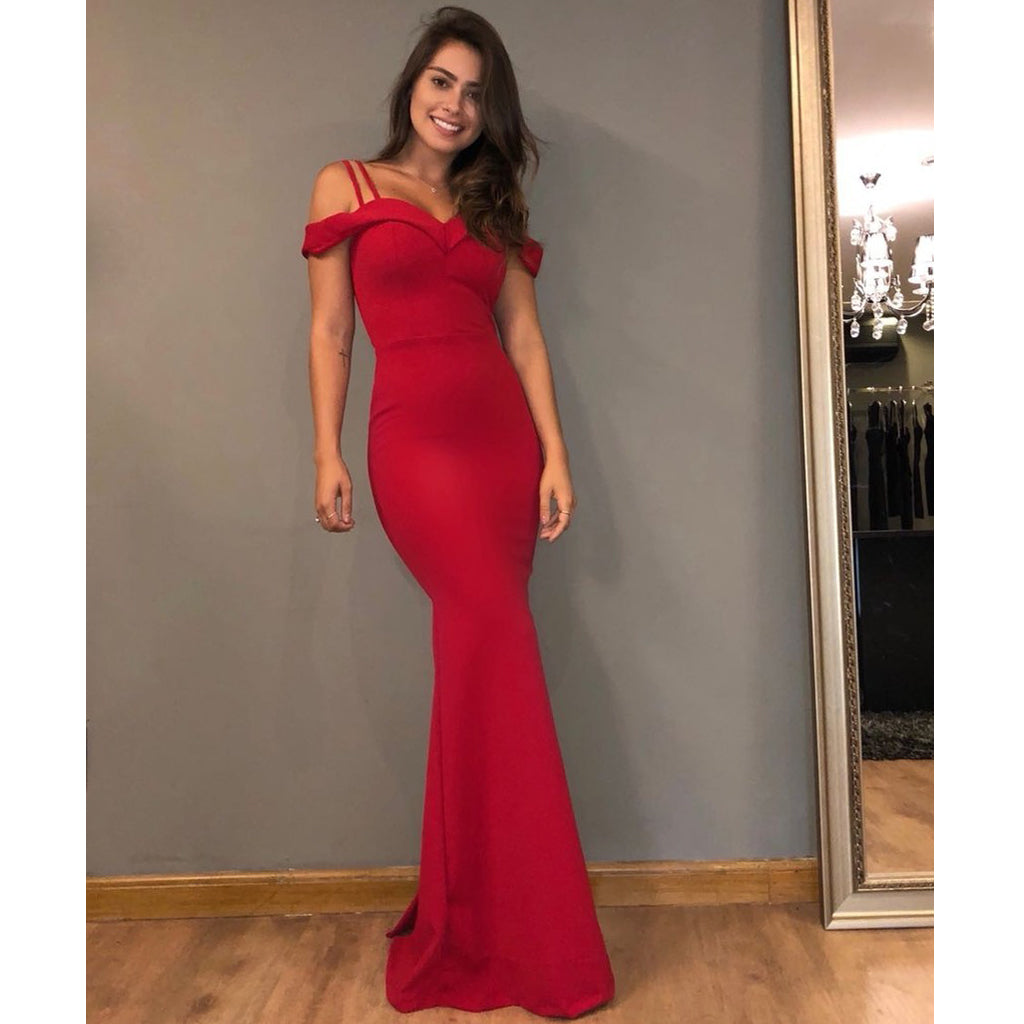 Red Mermaid Satin Prom Dress, Sexy Off Shoulder Prom Dress, D502 Dairy Bridal Red Mermaid Satin Prom Dress, Sexy Off Shoulder Prom Dress, D502 Dairy Bridal