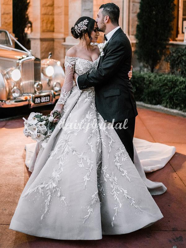 Charming Off Shoulder Lace A-line Backless Beaded Wedding Dress, FC506 Dairy Bridal Charming Off Shoulder Lace A-line Backless Beaded Wedding Dress, FC506 Dairy Bridal