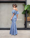 Off Shoulder Sexy Mermaid Prom Dresses, Lace Floor-Length Prom Dresses, D506