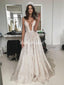 Charming A-line Lace Spaghetti Straps Tulle Wedding Dress, FC5092