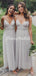 Popular A-line Tulle Spaghetti Straps V-neck Backless Bridesmaid Dress, FC5130