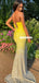 Straight Neckline Mermaid Lace Sexy Backess Slit Prom Dress, FC5364