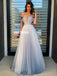 Simple Off Shoulder Tulle Floor-Length Prom Dress, FC5384