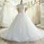 A-Line Lace Off Shoulder Backless Applique Sequin Beautiful Wedding Dresses with Chapel Train,220054