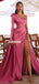 Charming Sweetheart One-shoulder Long Sleeves Sexy Slit Prom Dresses, FC5445