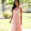 Long Chiffon Bridesmaid Dress, Lace Floor-Length Cheap Bridesmaid Dress, Sleeveless Bridesmaid Dress, LB0554