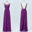 Long Bridesmaid Dress, Chiffon Bridesmaid Dress, Beading Bridesmaid Dress, Floor-Length Bridesmaid Dress, Purple Bridesmaid Dress, V-Back Bridesmaid Dress, LB0566