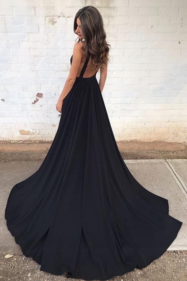 Deep V Neck Empire Waist Prom Dress A Line Ruched Chiffion Evening Formal  Gown High Split Formal Party Dress - AliExpress