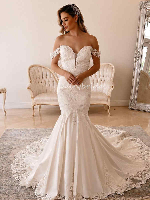 Off Shoulder Sexy Mermaid Backless Lace Long Wedding Dresses, FC5796 Dairy Bridal Off Shoulder Sexy Mermaid Backless Lace Long Wedding Dresses, FC5796 Dairy Bridal