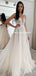 Honest Spaghetti Straps A-line Tulle V-back Wedding Dresses, FC5866