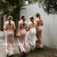 V-Neck Pleated Bridesmaid Dress, Soft Satin V-Back Bridesmaid Dress, D594