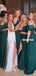 Spaghetti Straps A-line Chiffon V-neck Slit Backless Bridesmaid Dress, FC6025