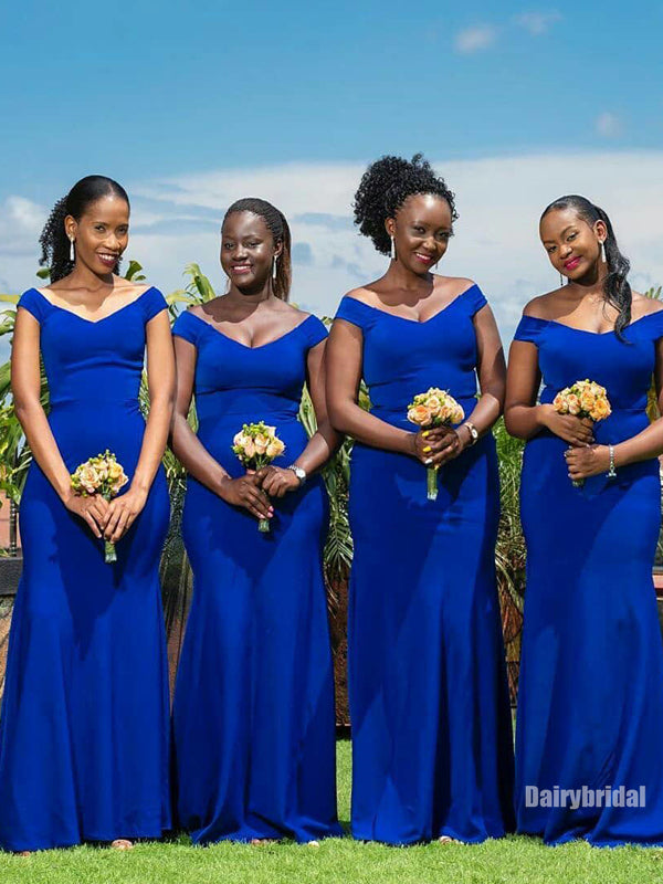 Stunning Royal Blue Off Shoulder Mermaid Floor-length Bridesmaid Dress Dairy Bridal Stunning Royal Blue Off Shoulder Mermaid Floor-length Bridesmaid Dress Dairy Bridal