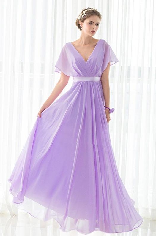 Long Bridesmaid Dress, Chiffon Bridesmaid Dress, V-Neck Bridesmaid Dre Dairy Bridal Long Bridesmaid Dress, Chiffon Bridesmaid Dress, V-Neck Bridesmaid Dre Dairy Bridal