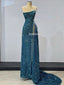 Stunning One-Shoulder A-line Sequin Slit Sparkle Prom Dresses, FC6244
