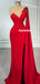 Stunning Mermaid Red Soft Satin One-Shoulder Long Prom Dresses, FC6266