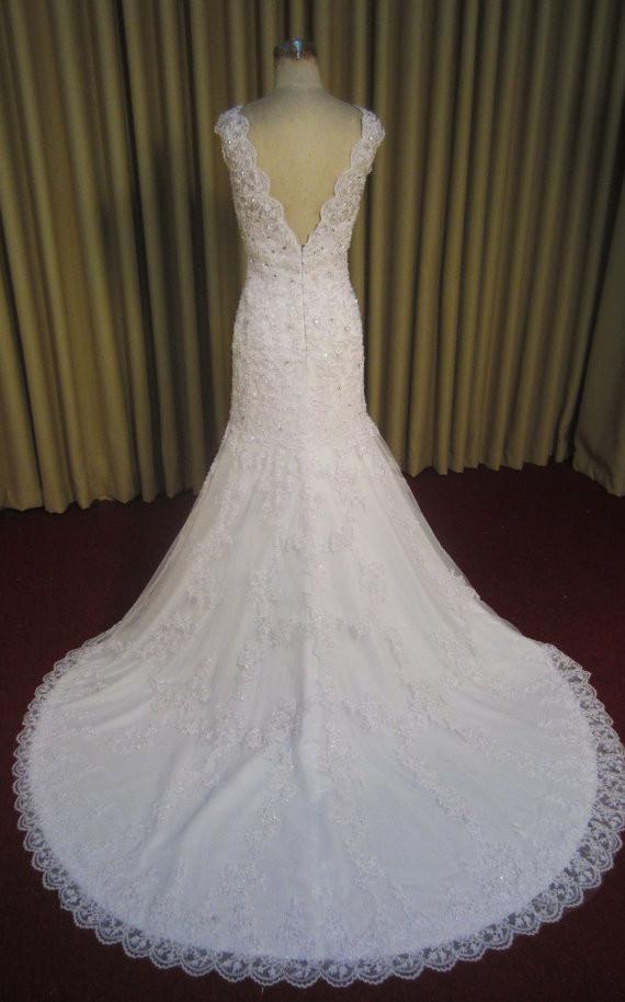 inexpensive long white dresses Elegant White Lace V Neck Beaded Inexpensive Long Wedding Bridal Dress – Dairy Bridal