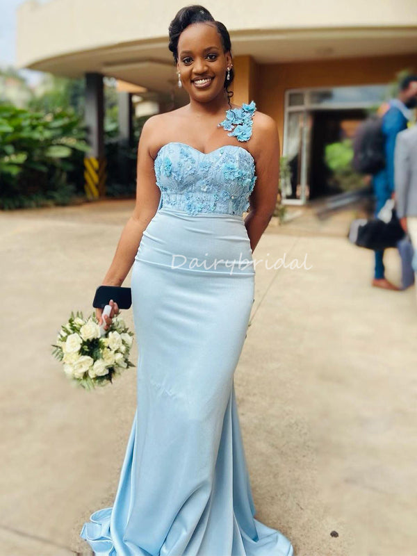 Charming One-shoulder Mermaid Backless Lace Applique Bridesmaid Dress, FC6294 Charming One-shoulder Mermaid Backless Lace Applique Bridesmaid Dress, FC6294