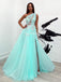 Charming A-line Tulle One-Shoulder Lace Appliques Long Prom Dresses, FC6320
