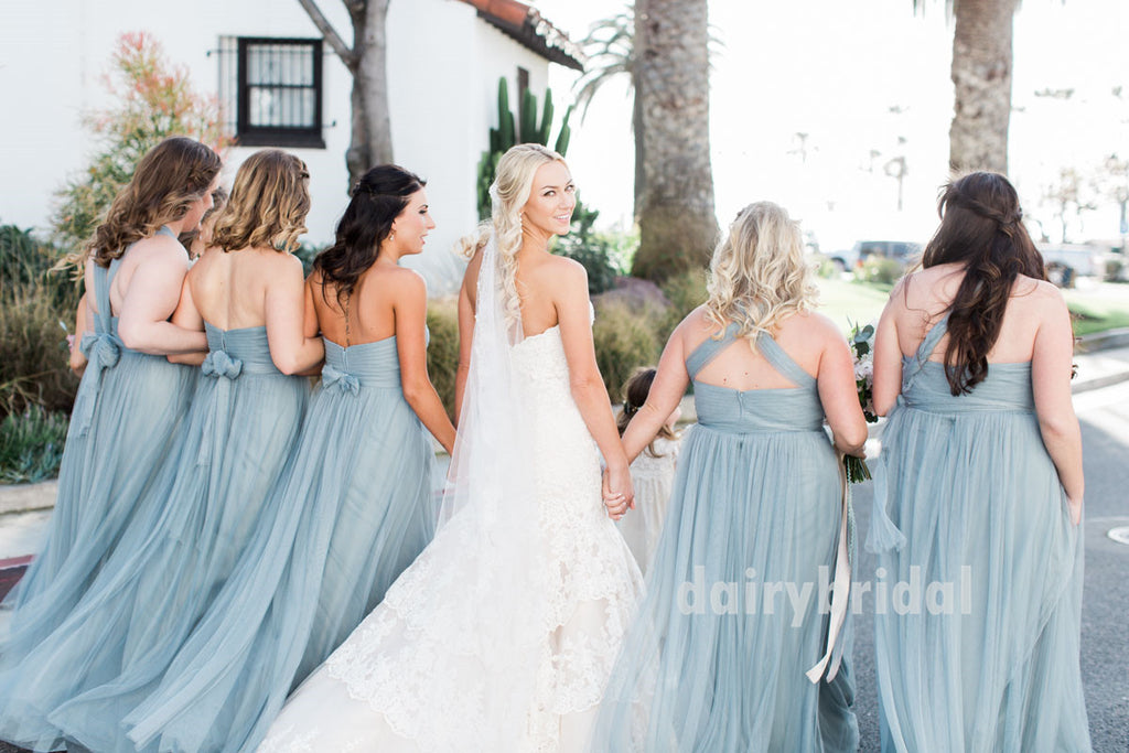 Convertible Tulle Bridesmaid Dress, Cheapest Backless Bridesmaid Dress, D638