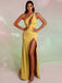 Sexy Mermaid On-Shoulder Side Slit Jersey Beaded Prom Dresses, FC6540