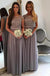 Long Bridesmaid Dress, Chiffon Bridesmaid Dress, Cap Sleeve Bridesmaid Dress, Floor-Length Bridesmaid Dress, Lace Bridesmaid Dress, Simple Design Bridesmaid Dress, LB0666