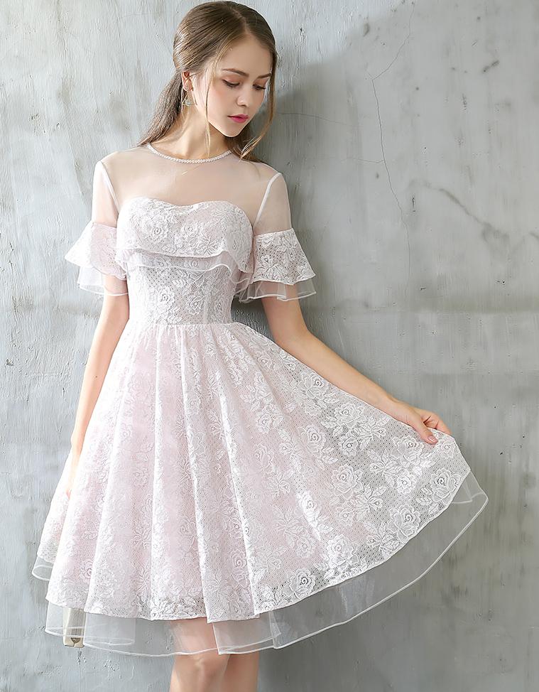 Short Homecoming Dress, Tulle Homecoming Dress, Short Sleeve Homecomin Dairy Bridal Short Homecoming Dress, Tulle Homecoming Dress, Short Sleeve Homecomin Dairy Bridal