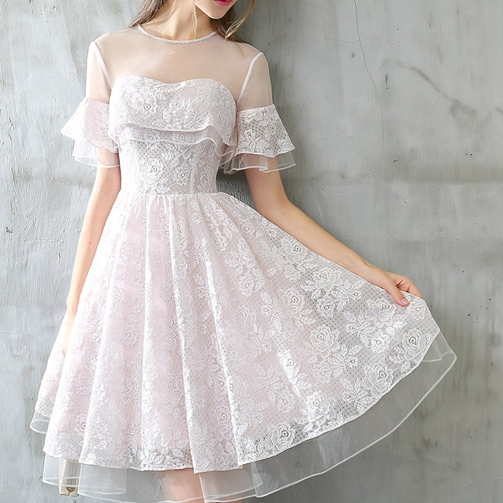 Short Homecoming Dress, Tulle Homecoming Dress, Short Sleeve Homecomin Dairy Bridal Short Homecoming Dress, Tulle Homecoming Dress, Short Sleeve Homecomin Dairy Bridal