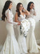 High Neck Lace Top Bridesmaid Dress, Long Sleeve Mermaid Backless Bridesmaid Dress, D698